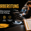 Auto auf der Hebebühne zur MFK-Vorbereitung in Weinfelden mit Checkliste für Reifen, Bremsen und Beleuchtung